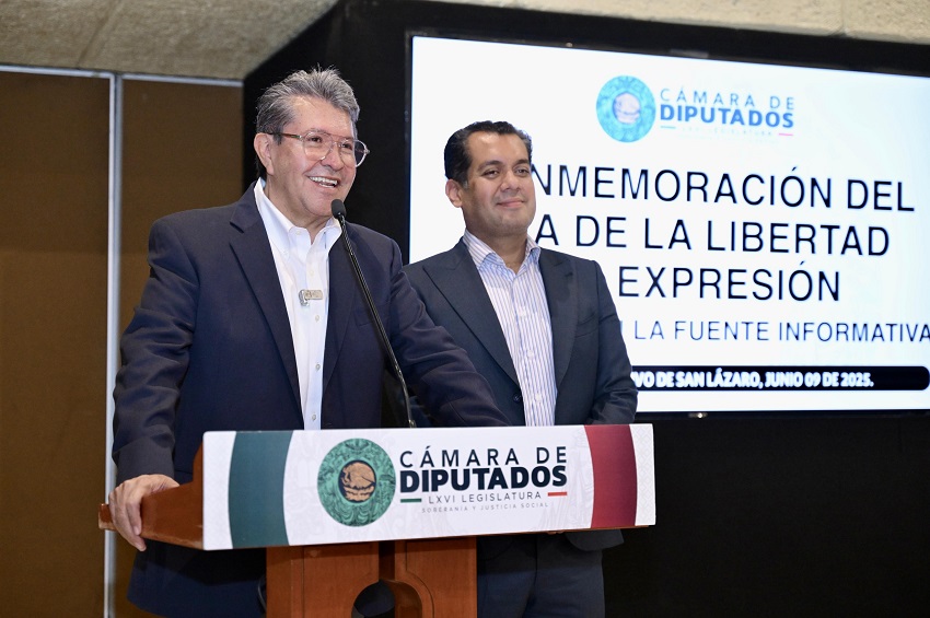 Diputado Ricardo Monreal, presidente de la Jucopo acompañado de Sergio Gutiérrez Luna, presidente de la Mesa Directiva de la Cámara de Diputados.