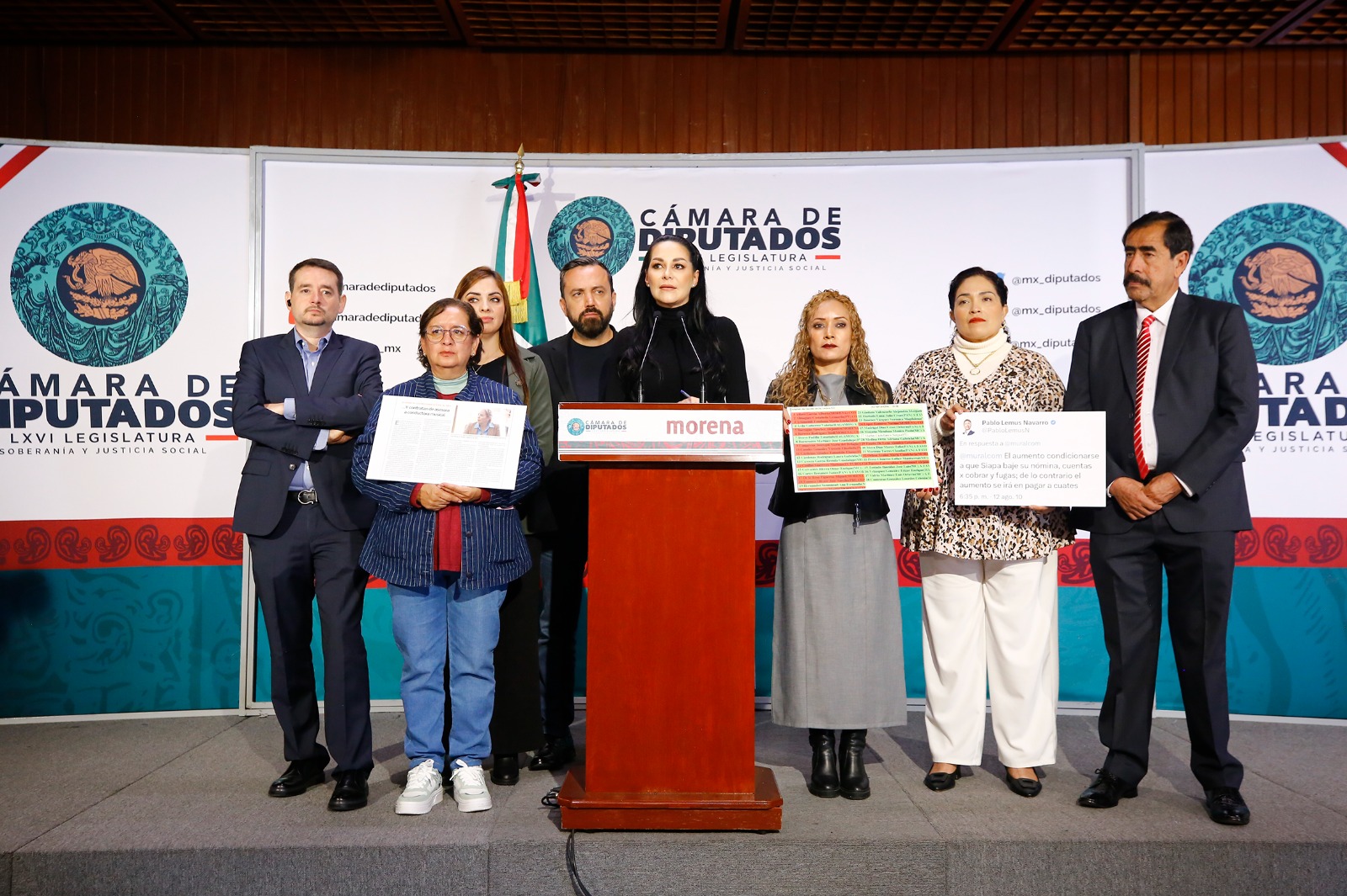 Diputada Merilyn Gómez Pozos (Morena) en conferencia de prensa.